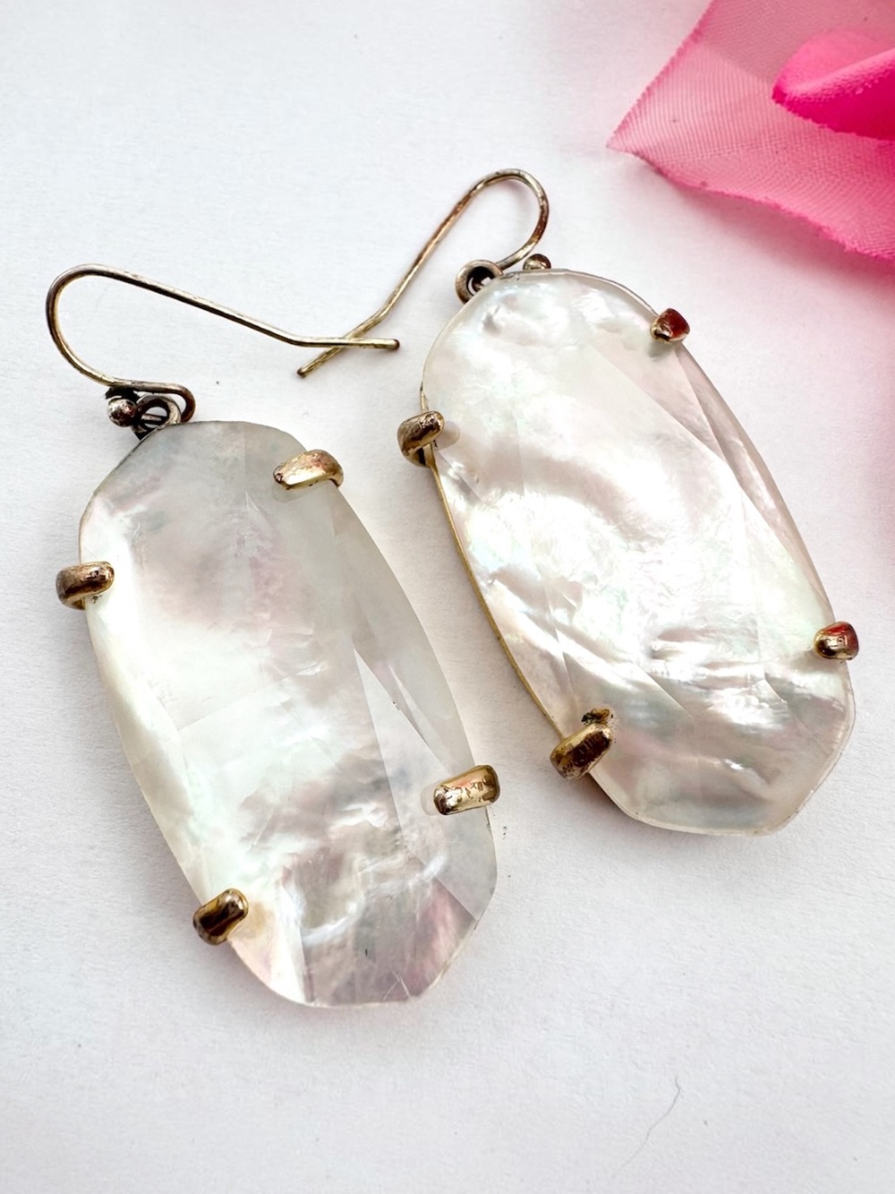 Kendra Scott Esme MOP Mother Of Pearl Dangle Earrings Signed With Wear READ